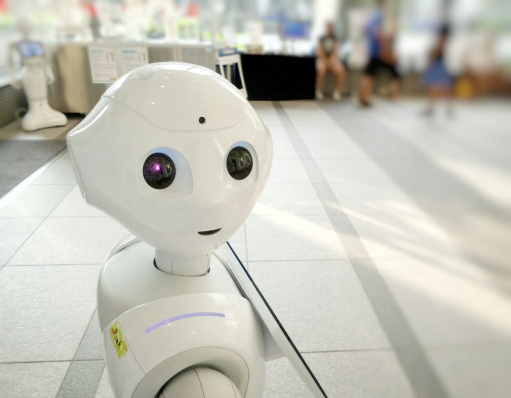 Friendly white service robot