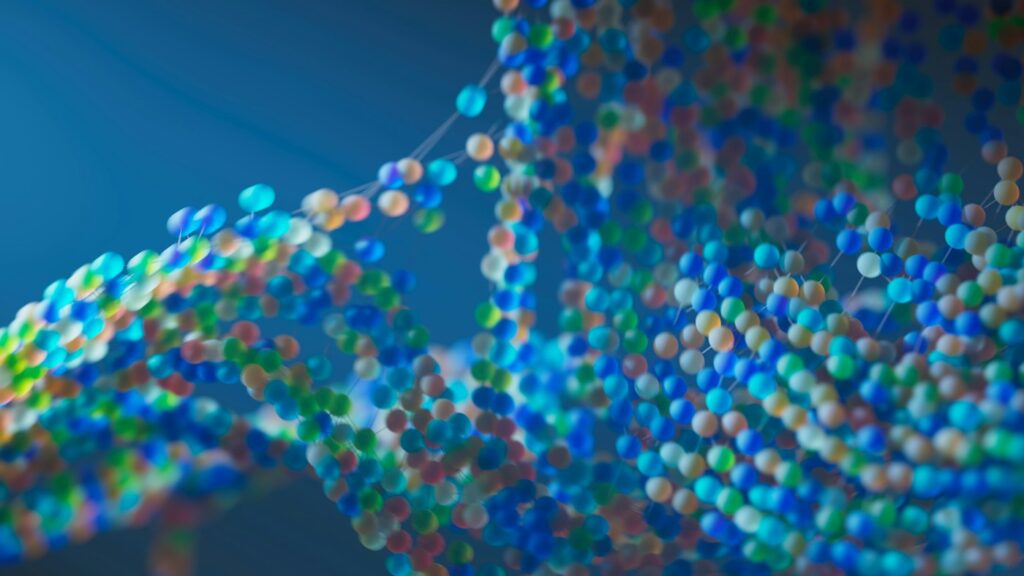 Abstract blue data structure representing AI
