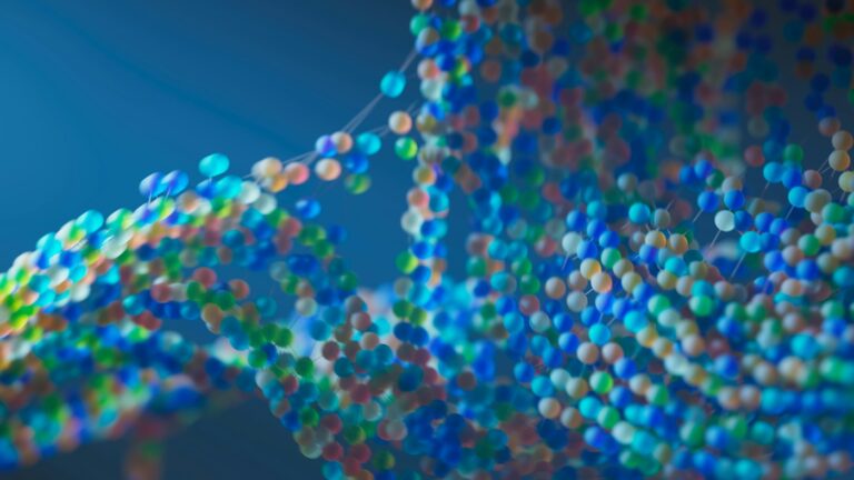 Abstract blue data structure representing AI